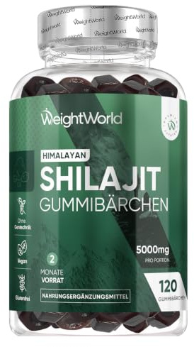 WeightWorld Himalaya Shilajit Gummies 5000mg - 120 Gummies für 2 Monate | Mit Vitamin A (Retinylpalmitat) & Kalium (Kaliumcitrat), Mumijo Shilajit Extrakt, Täglich 2 Gummibärchen, Glutenfrei