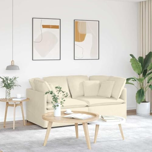 MOBCANT Modulares Sofa mit Kissen Cordstoff Creme Schlafsofa Couch Couchgarnitur Schlafcouch für Schlafzimmer Hotel Büro Wohnung