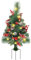 Seidenblumen Beleuchteter Weihnachtsfüller, beleuchtete Weihnachtsbäume mit goldenen und roten Beeren, Dreibeinpfahl und LED-Lichtern, beleuchteter Pflanzkübelfüller für den Außenbereich (Green, 75cm)