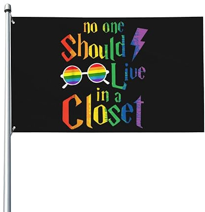 Garten Flaggen Niemand Sollte Im Verborgenen Leben Lgbt Q Gay Pride Stolzer Verbündeter Balkonflagge Dekoration Fahne Uv-Beständig Feiertage Flags Für Outdoor Extérieur Party 90X152CM