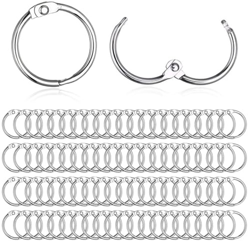 NOPVUFA 80 Stück Metall-Buchringe 25mm Articulierte Binderinge Hochwertig Stabil für Bücher Mappen Schlüsselanhänger Notizbücher Scrapbooking Blocknotizen Basteln Alben Langlebig Korrosionsfest