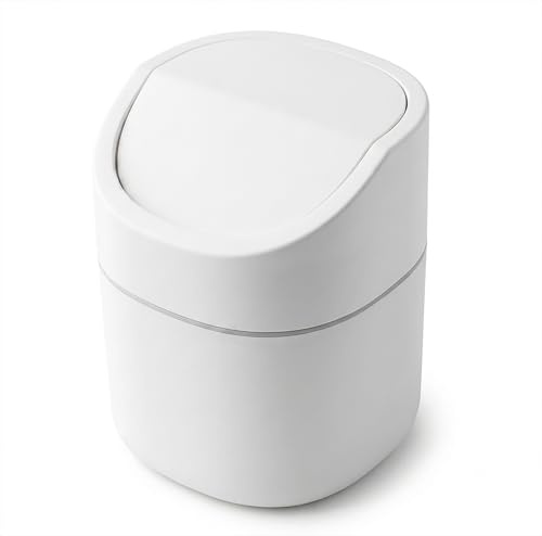 Poubelle de Table avec Couvercle, Mini Poubelle de Bureau 2 L | Compacte Petite Poubelle Design pour Bureau Coiffeuse Salle de Bain et Cuisine