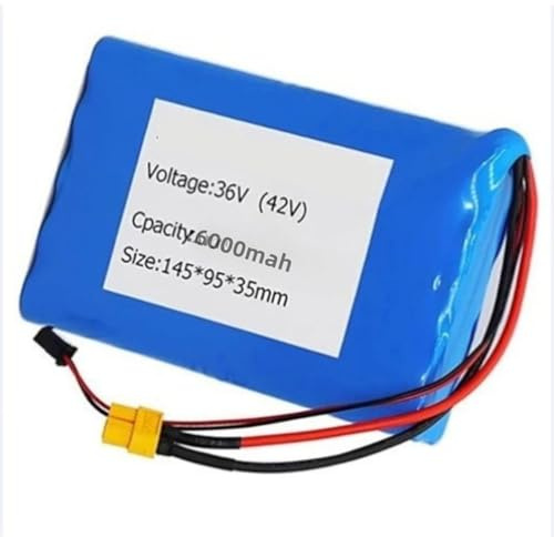 Batterie de vélo électrique 36V Batterie au Lithium 6Ah 10S2P Longue autonomie avec Chargeur et BMS Convient aux trottinettes et draisiennes électriques 36V 6Ah,3lines+DC