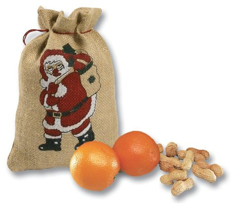 Nikolaus Jutesack natur, 17x25cm, mit Bild - Weihnachten ( 10 Stück )