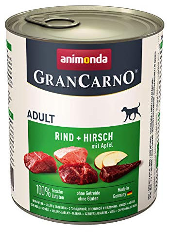 animonda Gran Carno adult Hundefutter, Nassfutter für erwachsene Hunde, Rind + Hirsch mit Apfel, 6 x 800 g
