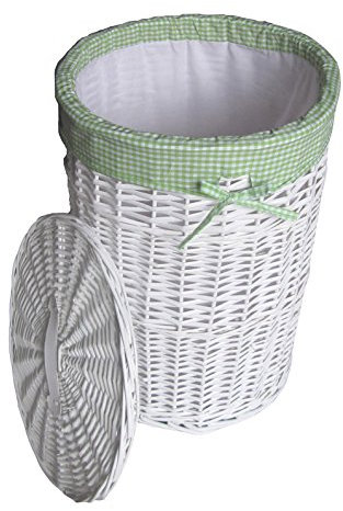 DVier Wäschekorb weide weiß grün rund 25WRd-a D.32 H.48cm