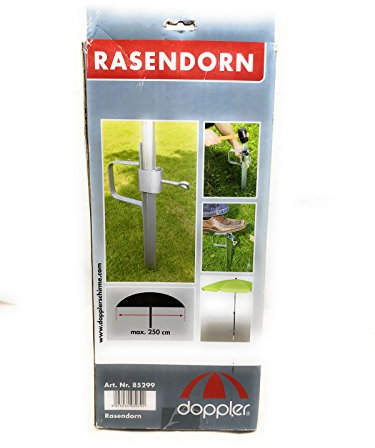 Doppler Rasendorn Bodenhalter für Sonnenschirme – verzinkter Stahl Erdspieß für Schirme bis 250 cm Durchmesser – stabiler Gartenschirmständer für Rasen und Camping