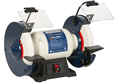 RIKON Professional Power Tools, 80-805, 8†Slow Speed Bench Grinder, Powerful Shop Table Tool, Perfect for Sharpening, With Anti-Vibration Rubber Feet