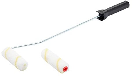 Fit For The Job 2 pack 4 inch Woven Mini Rollers Plus Frame for DIY Painting With Emulsion Paints, Matt, Silk, Eggshell, Gives A Smooth Finish on Walls and Ceilings, 4