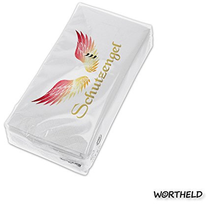 Wortheld Taschentücher 4-lagig Schutzengel Motiv 10 Stück Päckchen Weiß