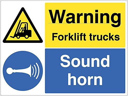 Caledonia Signs 24528Q Warnschild für Gabelstapler, Truck, Schallhorn, selbstklebend, Vinyl, 600 mm x 450 mm