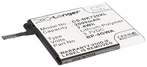CS-NK720XL Akku 2000mAh Kompatibel mit [Microsoft] Lumia 625, Lumia 625H, 720, 720T, für [Nokia] 625, 625H, 720, 720T Ersetzt BP-4GWA