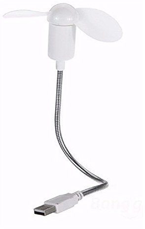 REY Mini Ventilador USB Blanco con Cable Flexible de 17 Cm, Calificación Energética A+++
