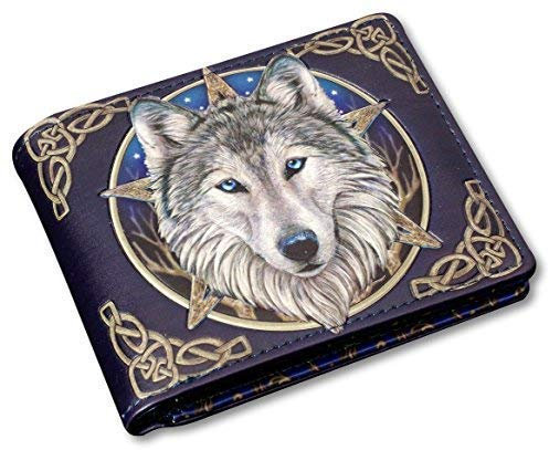 Herren Gothic-Geldbörse mit Wolfsmotiv - Wild One - geprägt | Fantasy-Geldbeutel Mehrfarbig