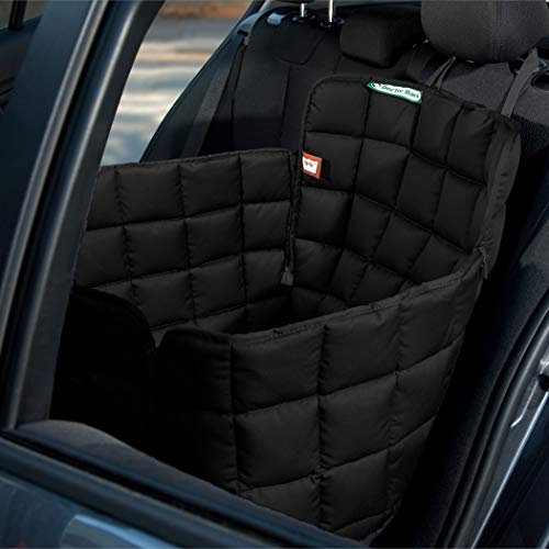 Doctor Bark Hunde 1-Sitz-Autoschondecke für die Rücksitzbank, All-Side Schutz mit Reißverschluss für alle PKWs und SUVs, L in Schwarz