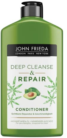 John Frieda - Deep Cleanse & Repair Conditioner - Inhalt: 250 ml - Mit Hanfsamen-Öl & nährender Avocado - Beruhigende Haarspülung für strapaziertes Haar - 250 ml