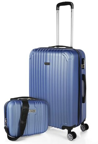 ITACA - Valise Cabine 55x40x20 Rigide Légère à Roulette 4 Roues Pivotantes avec Cadenas à Combinaison Bagage Cabine Idéal pour Voyager en Avion Petite Valise Compacte Compatible avec Ry, Bleu Saphir