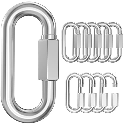 BNYZWOT 304 Edelstahl-Schnellglieder, D-Form, Verriegelung, Schnellketten-Reparaturglieder, M8, 5/16 Zoll, 10 Stück
