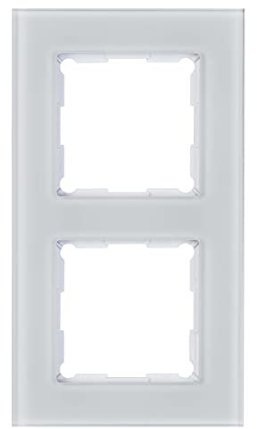 REV Optima, 2-fach Rahmen aus Glas Steckdose, Serienschalter, Taster etc., weiss