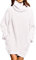 Viottiset Damen Weiß Wolle Lange Rollkragen Strickpullover mit Beide Seitentaschen Weiß XL