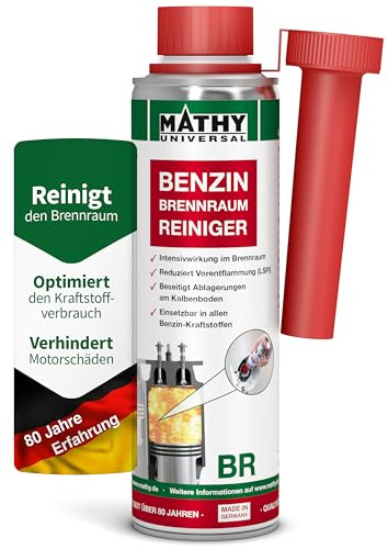 MATHY-BR Brennraum-Reiniger Benzin, 250 ml, Hochwirksames Benzinadditiv | Kraftstoffadditiv für Benzinmotoren, Intensives Reinigung des Motor-Brennraums, Kolbenring Reiniger für Downsizing-Motoren