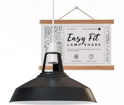 DC VOLTAGE Moderne Retro-Lampenschirme aus Metall, Deckenlampenschirme, einfach zu montierende Lampenschirme, für Vintage-Industrie-Pendelleuchten, Schlafzimmer, Küche, antiker Lampenschirm (Schwarz)