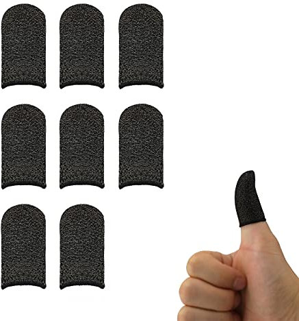 Luter 8 Pièces Manchon Doigt Jeu Anti-Transpiration et Glissant Manchon Doigt Mobile Fibre d'argent Haute Sensibilité Respirant Gants de Doigt pour la Compétition de Jeu