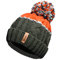 Unisex Herren Damen Warm Winter Chunky Color Block Ski Bommel Bommelmütze mit Kuscheligem Thermo Teddy Fleece Liner