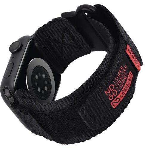 Kompatibel mit Apple Watch Series 10 Armband Series 9/8/7/6/5/4/SE/SE2, Nylon Sportarmband mit gewebtem Design für 46mm/45mm/44mm (L,Schwarz)