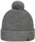 LIERYS Navigat Pudelmütze Damen/Herren - Strickmütze Made in Germany - Bommelmütze aus Schurwolle - Wollmütze mit Umschlag - Mütze Herbst/Winter - Wintermütze One Size 53-60 cm grau One Size