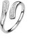 Paula & Fritz® Ring Damen Verstellbar Silber Zirkonia Klar 316L Chirurgenstahl Zehenring Mittelring Partnerring Freundschaftsring Offen Einstellbarerring