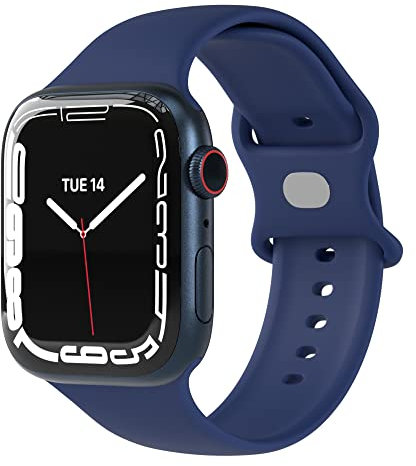 EAZY CASE Sport Armband kompatibel mit Apple Watch 38mm 40mm 41mm 42mm verstellbares Ersatzarmband aus Silikon Sport Loop für Apple Watch Serie 9 8 7 6 5 4 3 2 1 SE für Damen und Herren Nacht Blau