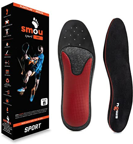 SMOU SPORT FAST Einlegesohlen Memory Foam für Sport Damen und Herren | Padel-Tennis | Impuls-Gleichgewicht | Fußgewölbeunterstützung | Memory Foam hohe Dämpfung | für Sportschuhe (43-44 EU)