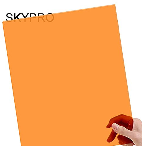 Orangefarbene, transparente, fluoreszierende Acryl-Plexiglasplatte, 0,3 cm dick, Größe 30,5 x 20,3 cm, Kunststoff-Plexiglas zum Basteln und mehr
