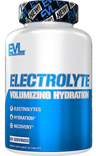 Evlution Nutrition Volumizing Electrolyte Hydration Tablets - Rapid Rehydration Supplement - Recharge and Recover - Contains 8 Key Electrolytes - Vegan, Gluten-Free, and Keto Friendly - 60 Servings