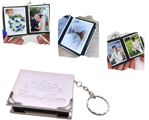 XZelenzia Porte-clés personnalisé avec photos - Cadeau de communion d'invité et de mariage - Cadeau personnalisé avec photo femme homme ami - Porte-clés album photo traditionnel autocollant - Blanc