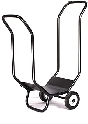 WolFum Bewegliche Brennholz-Anhänger-Struktur, Kamin-Brennholz-Halter, Halterung, Metallrahmen, Schwarze Schmiedeeisen-Lagerung, Holzrahmen, Außenregal, Brennholz-Lagerung (Farbe: A) (schwarz)