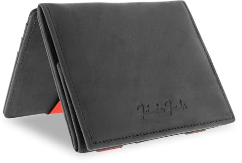 Jaimie Jacobs Flap Boy Das Original Magic Wallet mit Münzfach RFID-Schutz Magischer Geldbeutel Portemonaie mit Kleingeldfach Herren echtes Leder (Büffelleder Schwarz mit Rot)
