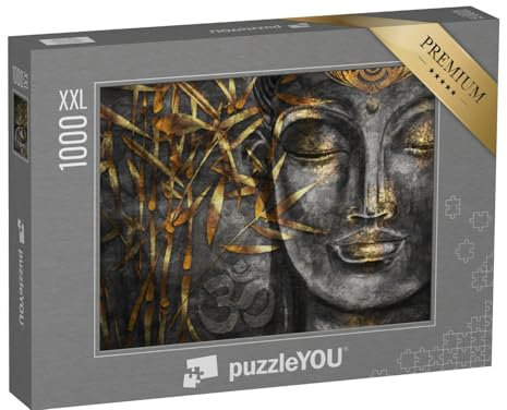 Puzzle 1000 Teile XXL „Digitale Kunst Collage kombiniert mit Aquarell: Bodhisattva Buddha“ – aus der Puzzle-Kollektion Buddha, Menschen