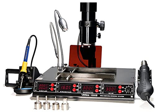 4 in 1 Weldering Rework Station, BGA Infrared multifunctional Hot Air preheat Soldering Rework Station, Adjustable Temperature Temperature Calibration, for Densely Mounted Circuit Boards