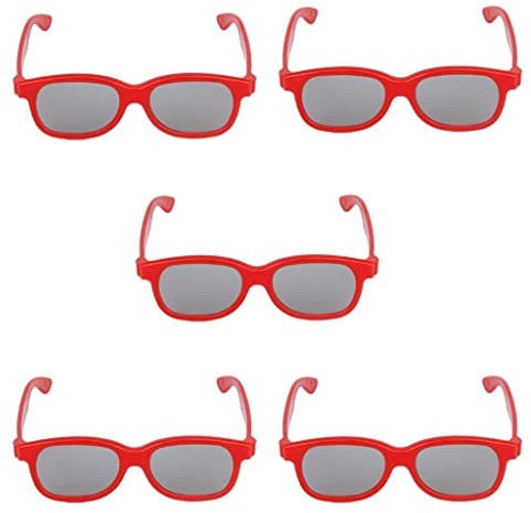 5-Pack Red Children's Circular Polarized 3D Glasses for Passive 3D TVs