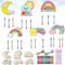 12tlg Regenbogen Windspiel Bastelset Kinder Holz Klangspiel Basteln Bastelhandwerk Kreativsets für Regenbogen Deko Mädchen Junge Kindergeburtstag