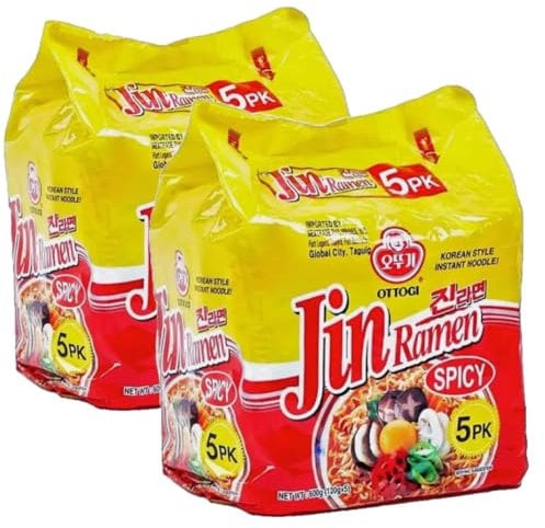 OTTOGI JIN Ramen Spicy Flavour Korean Instant Noodles 120g (Pack of 10)