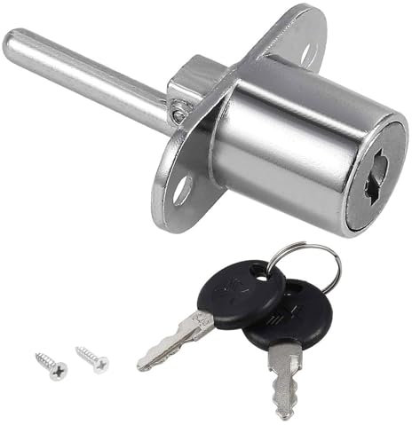 TOP-VIGOR 19mm Drawer Lock, Cabinet Plunger Lock with Keys and Screws, Security Furniture Desk Cupboard Cam Lock for Filing Cabinets Wardrobe Display Cabinet Furniture, Key Different, Silver