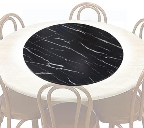 Runder Drehteller,großer drehbarer Esstisch,Drehteller aus Holz,360° stabil drehbare Servierplatte,für Hotelküchen-Tischplatte (Farbe: Schwarze Streifen,Größe: 50 cm (20 Zoll))