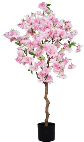 TDIAOL Cherry Blossom Artificial Tree 4FT, High Simulation Pink Cherry Plant in Pot, Wishing Tree Indoor for Garden Office Party Wedding Hotel