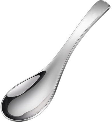 MeiyiZheng Cuchara Sopera de Sopa de Acero Inoxidable, Cuchara de Sopa China Asiática Gruesa para el Hogar, Cocina o Restaurante, Apta para Lavavajillas