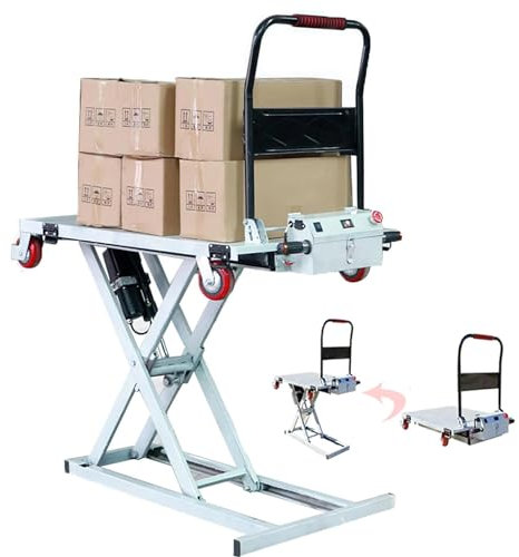 JODAIS Piattaforma elevatrice idraulica, Tavolo elevatore Elettrico a Forbice Singola con 4 Ruote, Carrello elevatore Idraulico, capacità 300 kg, Altezza di Sollevamento 38,6, Carrello Idraulico