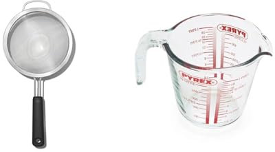 OXO Good Grips 20.3 cm Strainer & Pyrex Measuring Jug 500ml | Capacity 568ml / 20 Ounce | P586, Multicolor