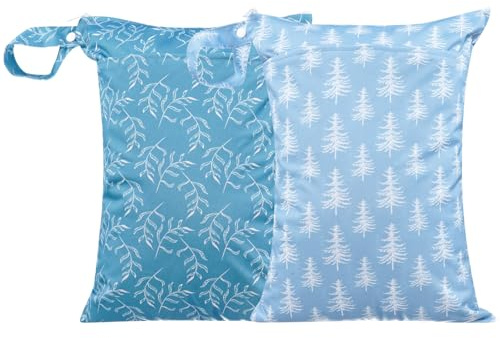 Opgroeie Waterproof Wet Dry Bags with Two Zippered Pockets and Handle | Reusable Storage Bag for Breast Pump Parts & Baby Items, Diaper Bags, Yoga Gym Bag for Swimsuits or Wet Clothes, 11.8*15.75